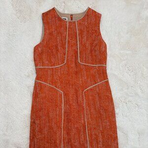 Women's Anne Klein Orange & Beige Sleeveless Shift Dress, Size 4